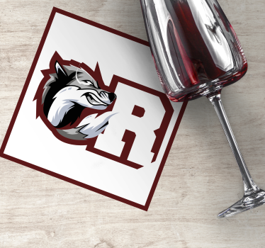 Personalisable coasters with wolf crest monogram - TenStickers
