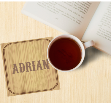 Personalisable coasters with wood grain design - TenStickers