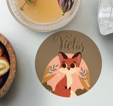Personalised coasters cute fox design - TenStickers