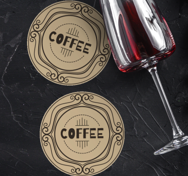 Personalised coasters elegant coffee circular emblem - TenStickers