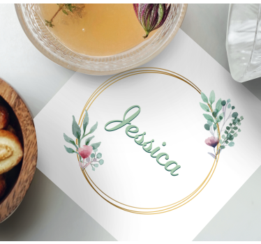 Personalised coasters floral name customization - TenStickers