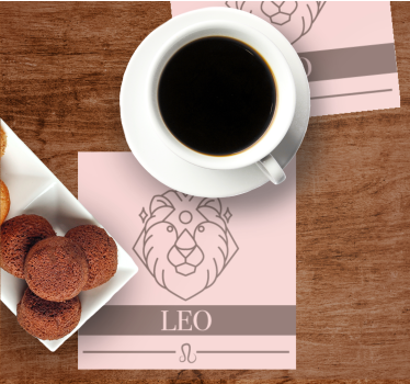 Personalised coasters minimalist leo emblem - TenStickers