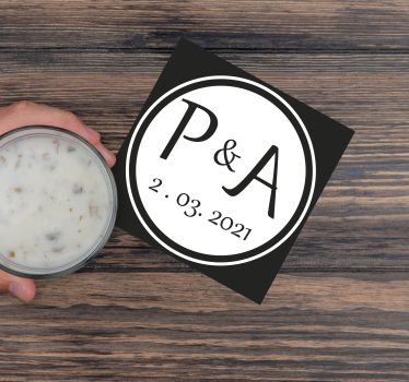 Personalised coasters with initials pairing - TenStickers