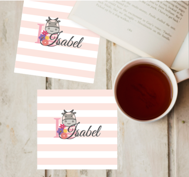 Personalizable coasters personalized floral cow design - TenStickers