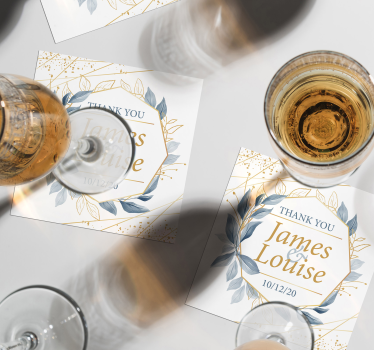 Personalized blue wedding guest coaster - TenStickers