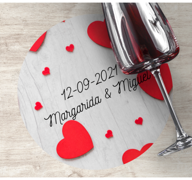 Wedding coasters with heart & date personalization - TenStickers