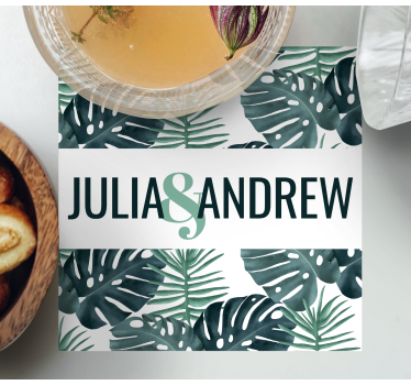 With leaves and names coaster favors - TenStickers