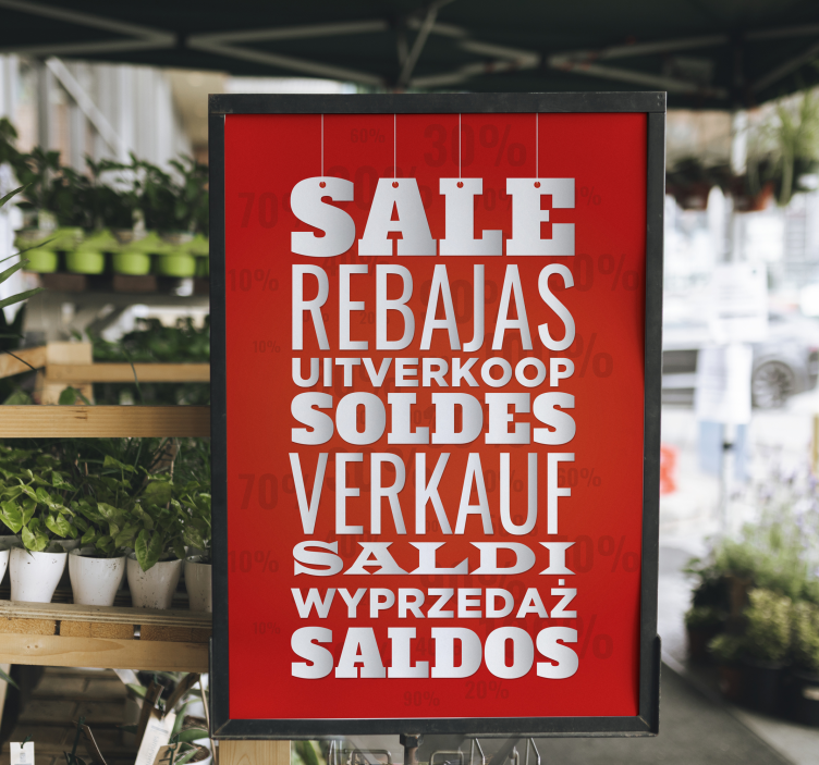 sale promo different languages poster - TenStickers
