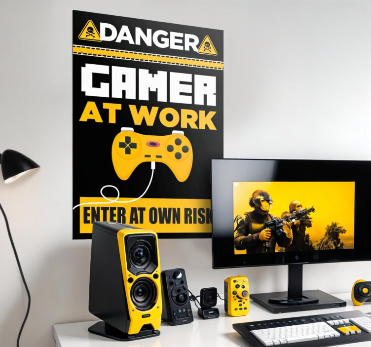Danger gamer at work video game poster - TenStickers