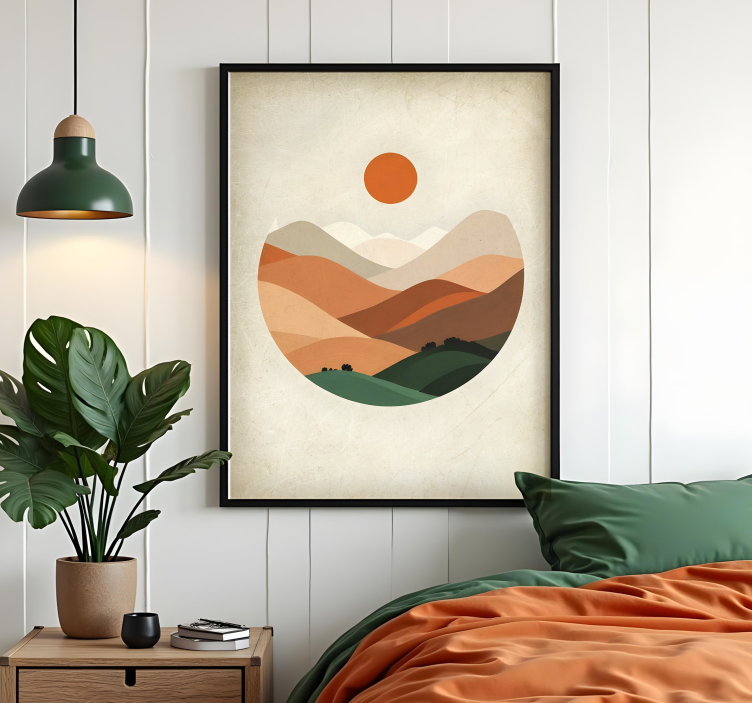 Sun over the mountains abstract poster - TenStickers