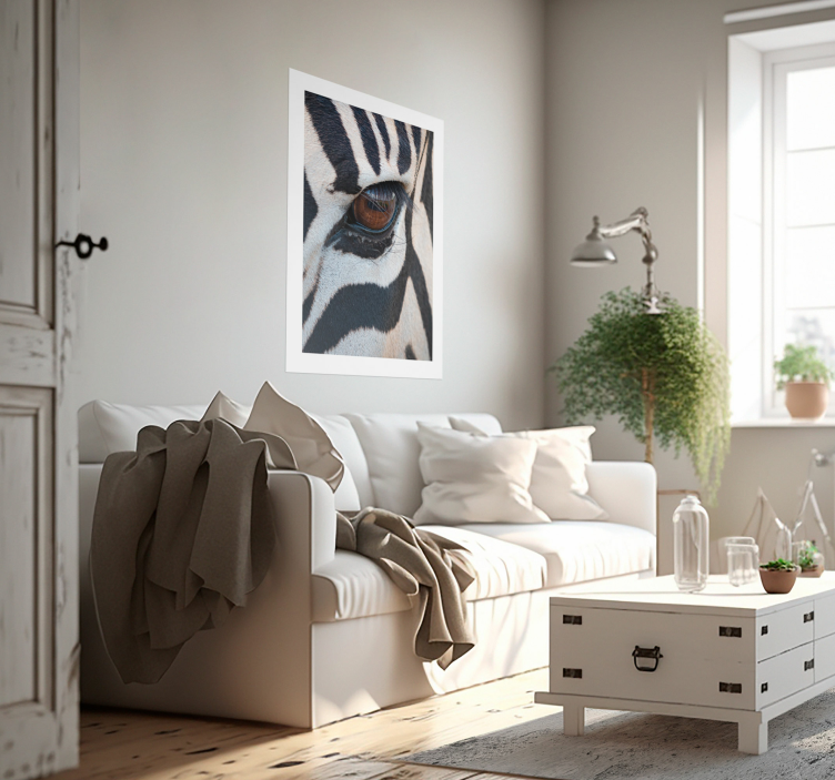 The stripe pattern in the coat of a zebra animal poster - TenStickers