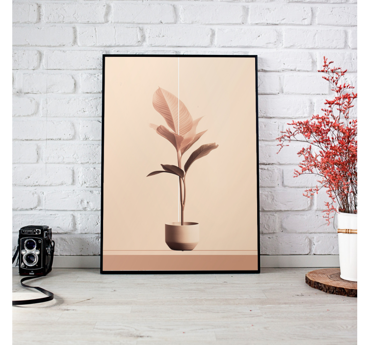 vertical plant in beige colors minimalist poster - TenStickers