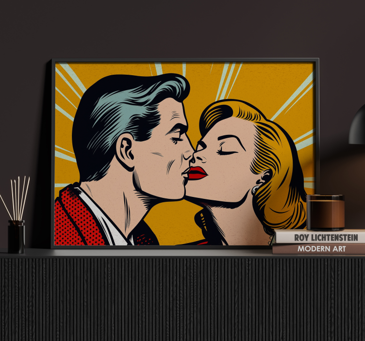 vintage couple kissing pop art poster - TenStickers