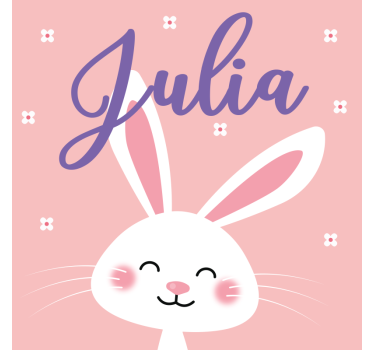 Nursery poster white bunny with name - TenStickers