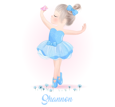 Nursery poster blue ballerina with name - TenStickers