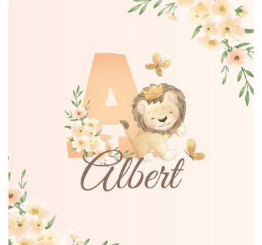 Nursery poster cute lioness with name - TenStickers