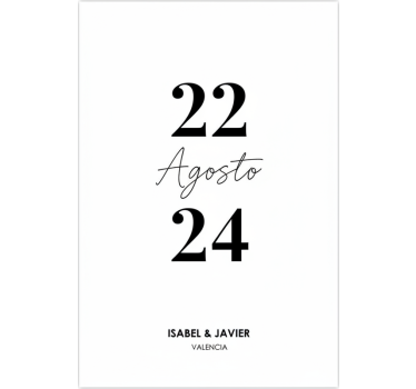 Customisable poster minimalist wedding date - TenStickers