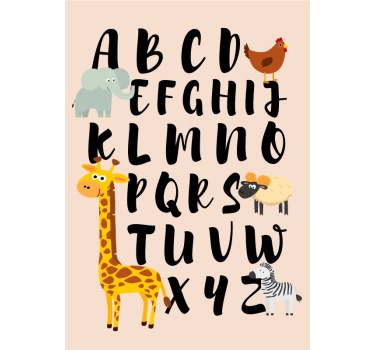 animals playing with the alphabet nursery poster - TenStickers