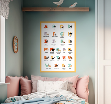 dog breeds alphabet dog poster - TenStickers