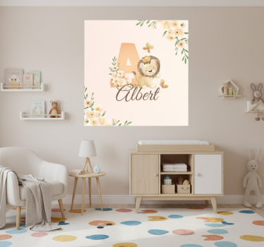 Nursery poster cute lioness with name - TenStickers