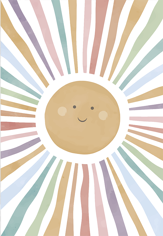 Happy sun design nursery poster - TenStickers