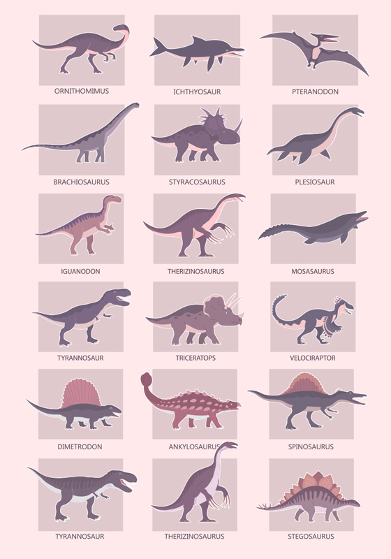 Different types dinosaur poster - TenStickers