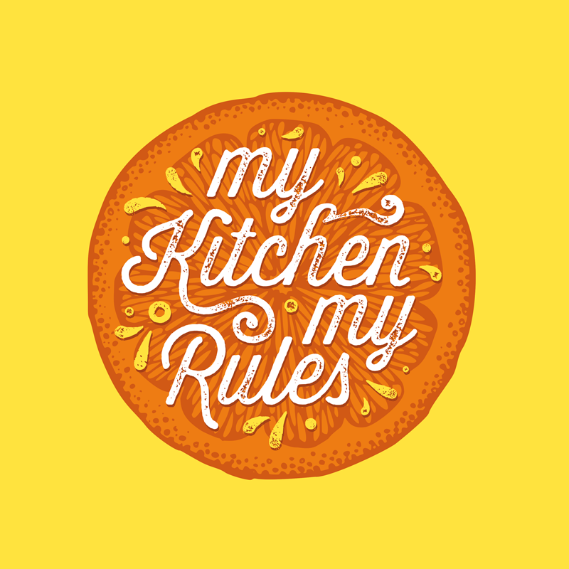 Orange hand-drawn kitchen poster - TenStickers
