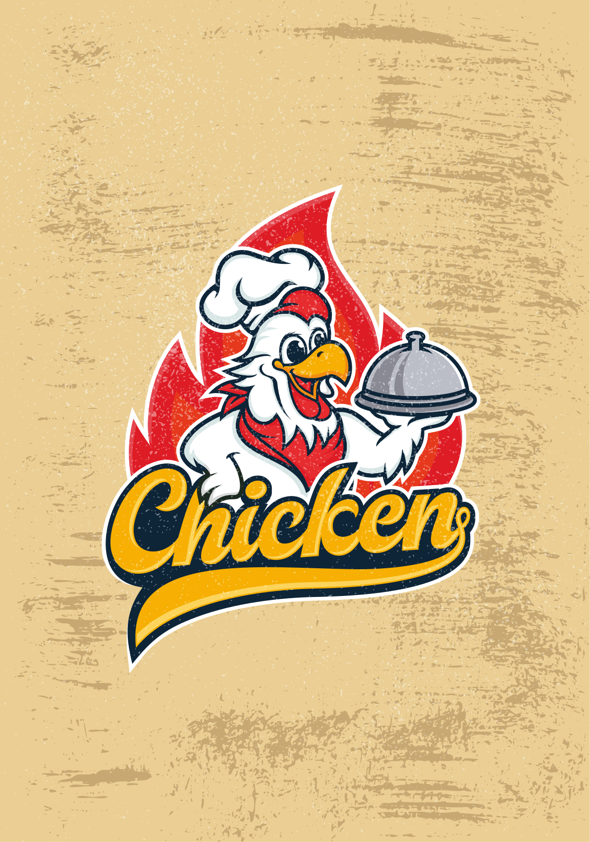 Kitchen poster vintage chicken chef art print - TenStickers