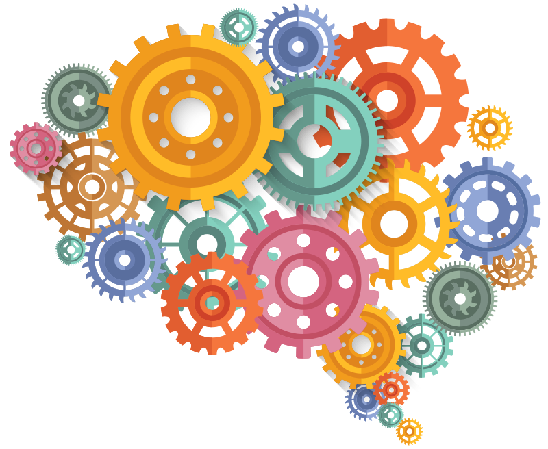 Brain coloured cogs office poster - TenStickers