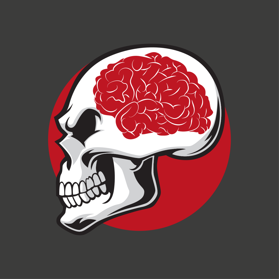 Teenager poster of red skull with brain - TenStickers