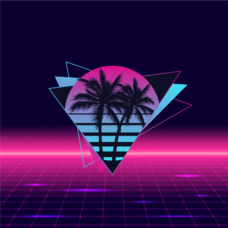 Living room poster vaporwave style palm tree - TenStickers