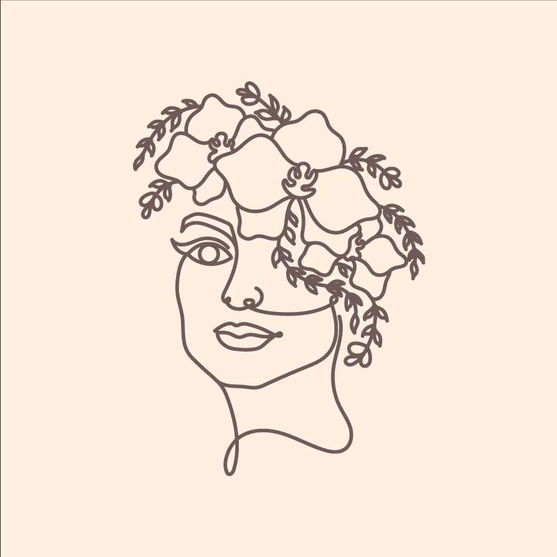 Living room poster silhouette minimalist cute woman floral - TenStickers