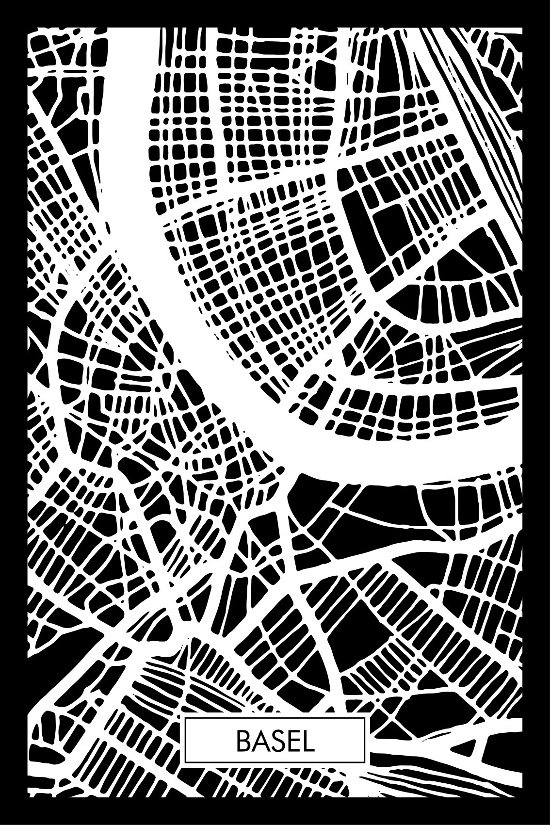 Living room poster topographic map of basel - TenStickers