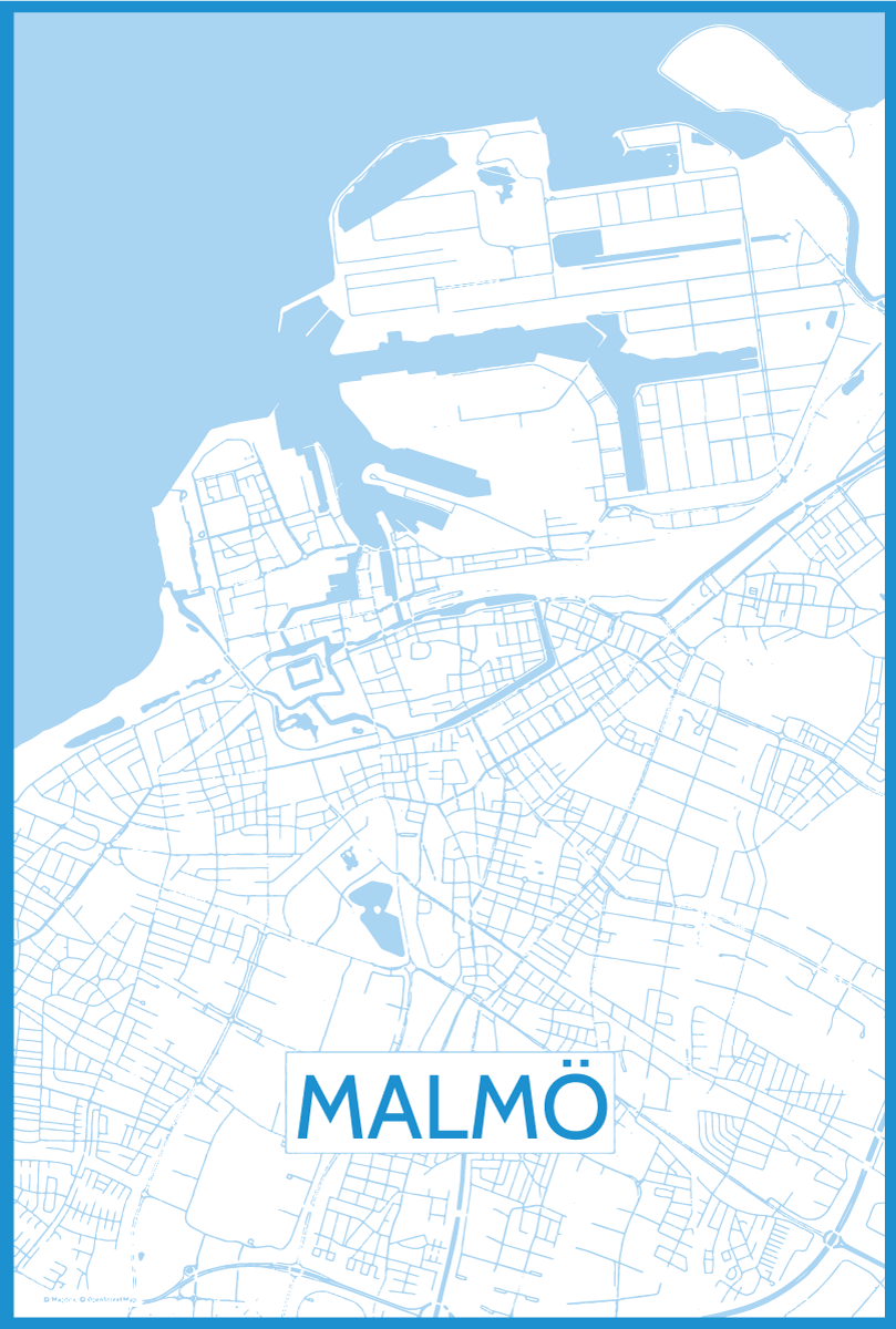 Living room poster map of malmo - TenStickers