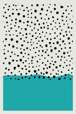 Living room poster abstract blue artwork with black dots - TenStickers