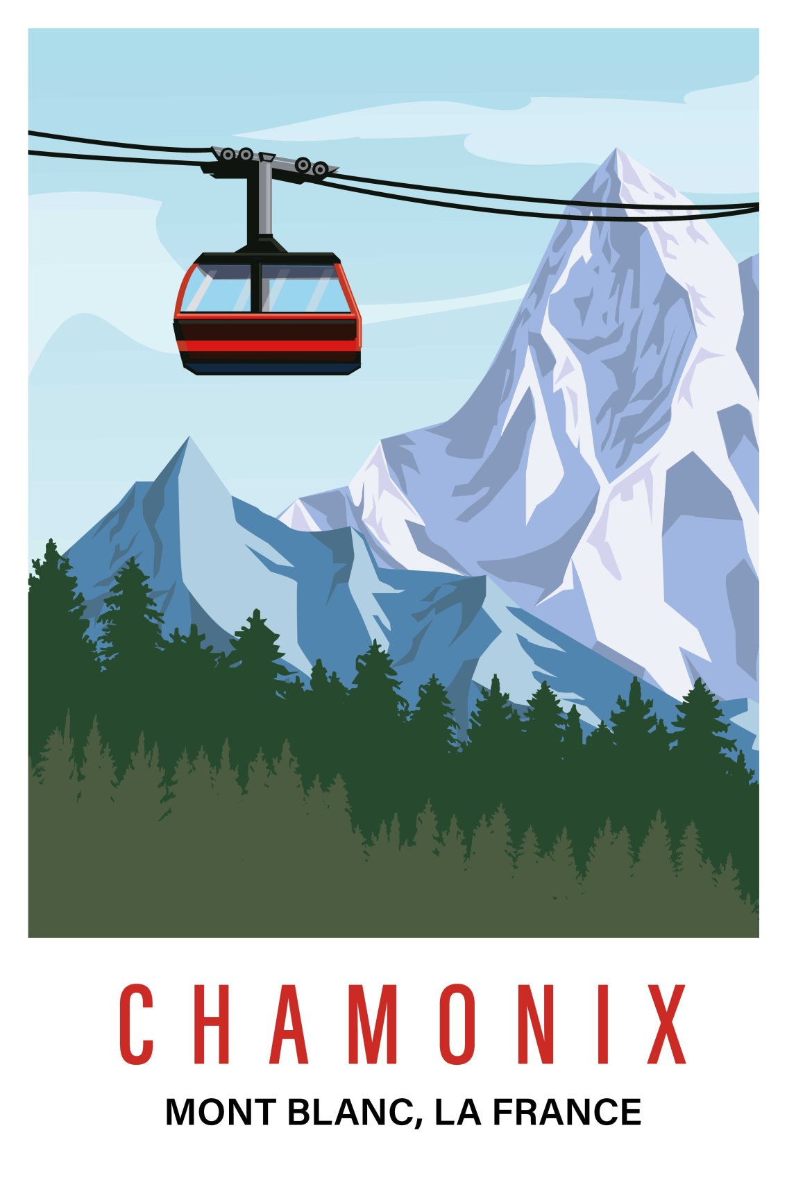 Living room poster chamonix mountain view - TenStickers