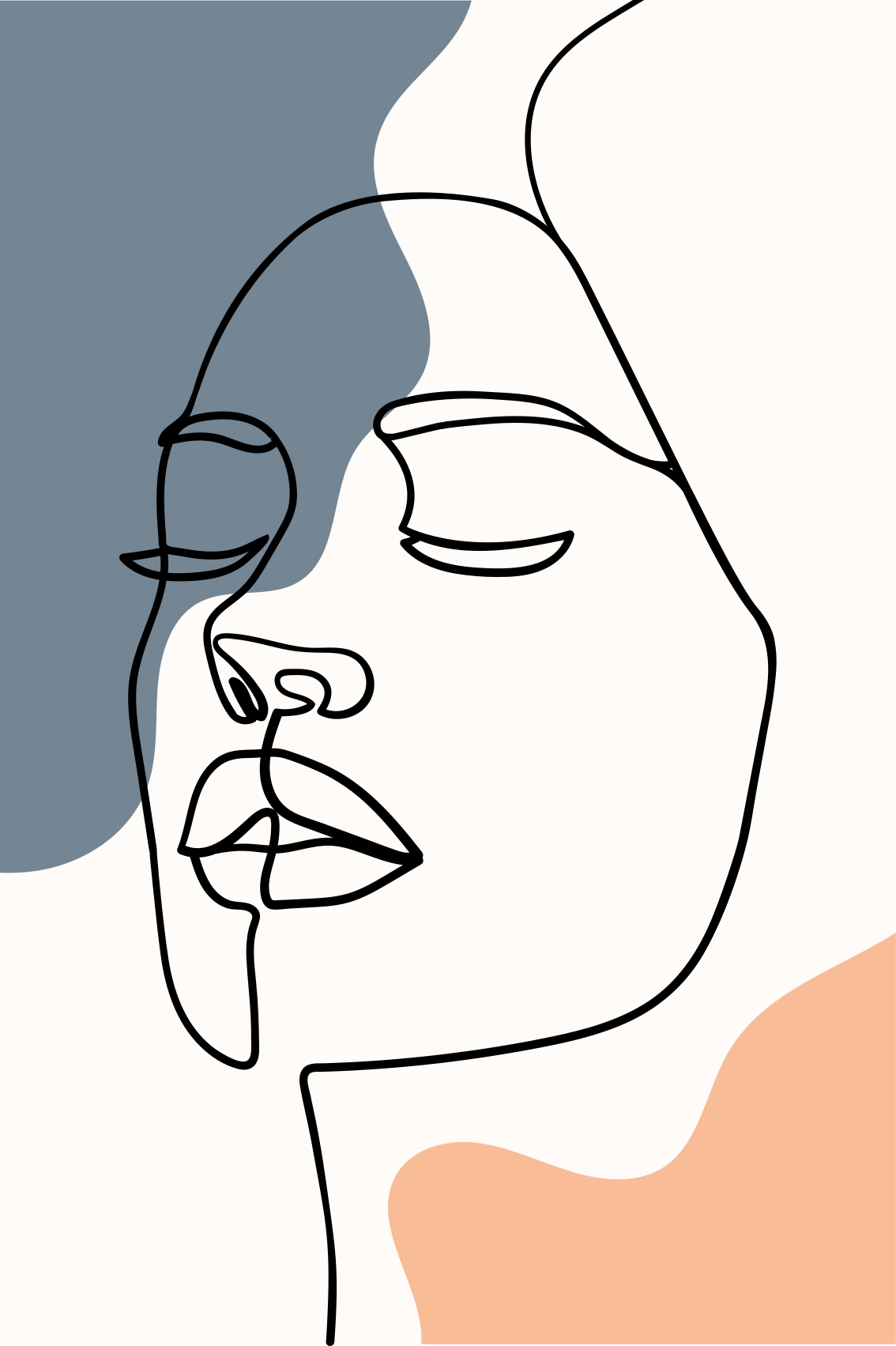 Living room poster modern and abstract face - TenStickers