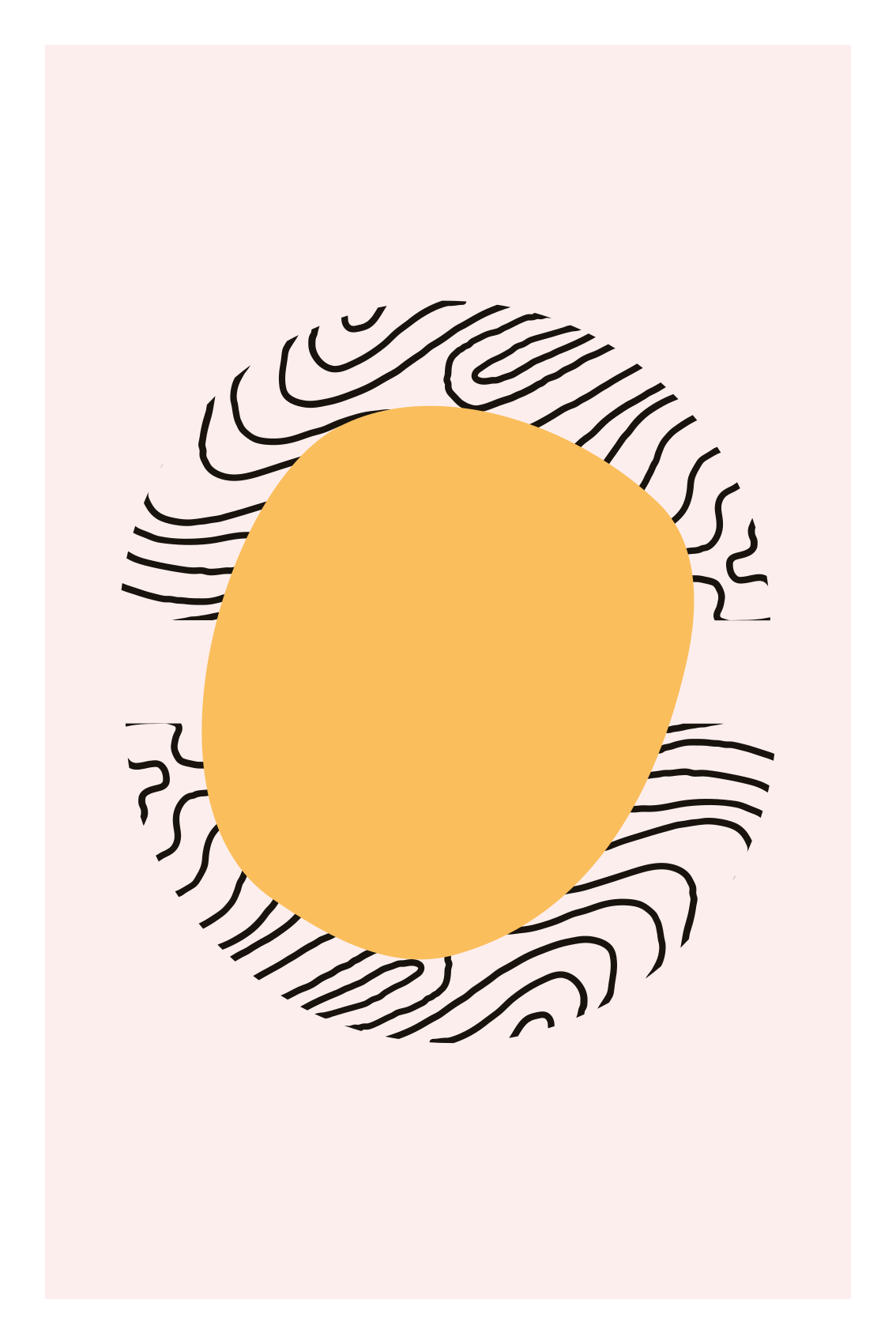 Living room poster with lines and yellow shapes - TenStickers