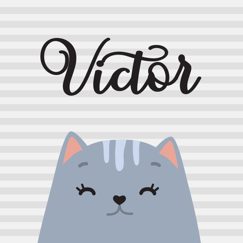 Nursery poster nordic cat personalized print - TenStickers
