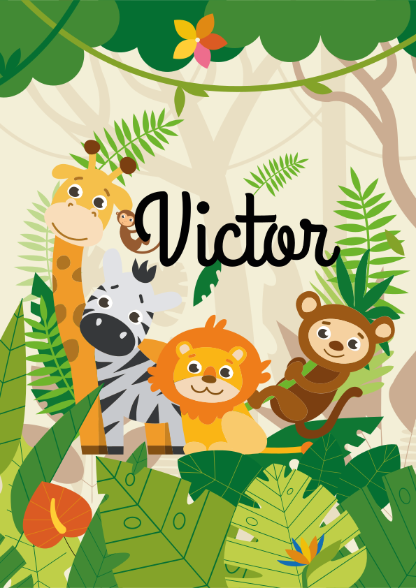 Nursery poster with custom jungle animals - TenStickers