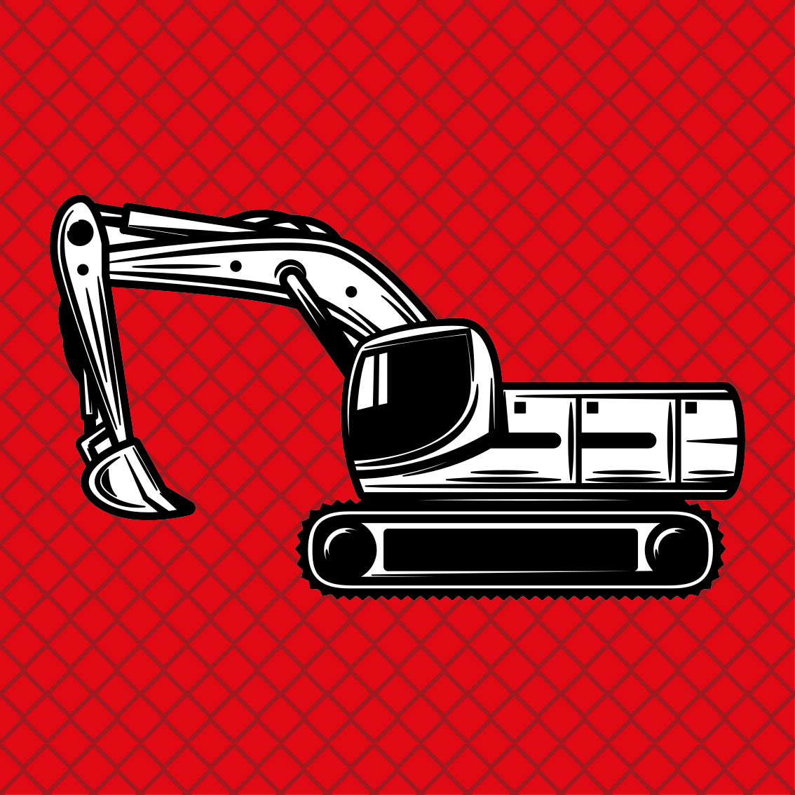 Nursery poster monochrome large excavator - TenStickers