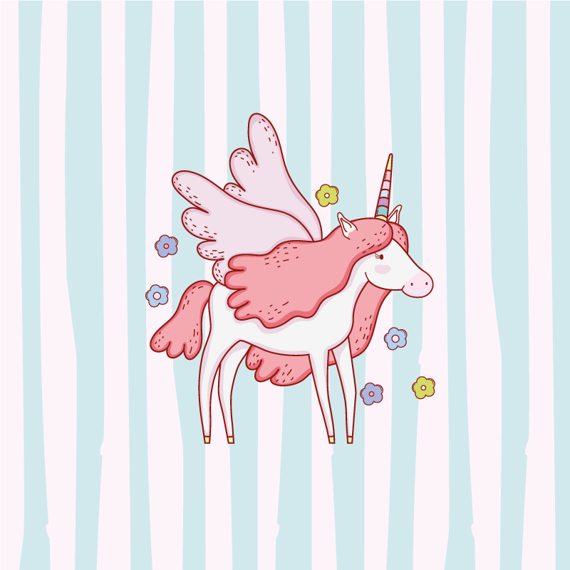 Nursery poster of unicorns with wings and flowers - TenStickers