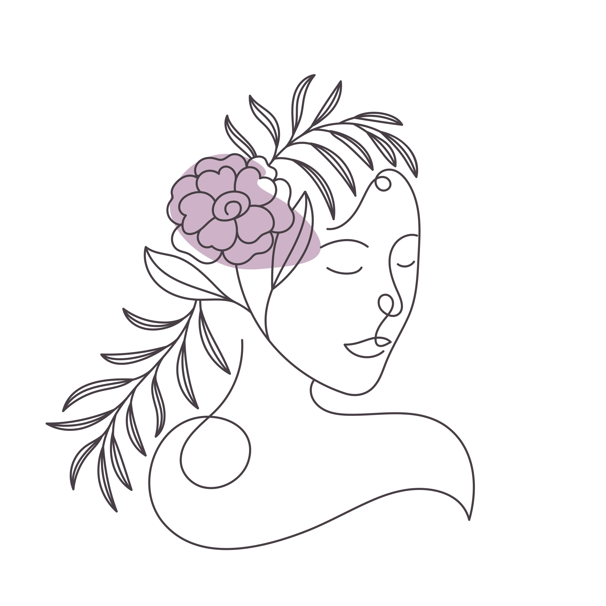 Flower poster minimalist woman face - TenStickers