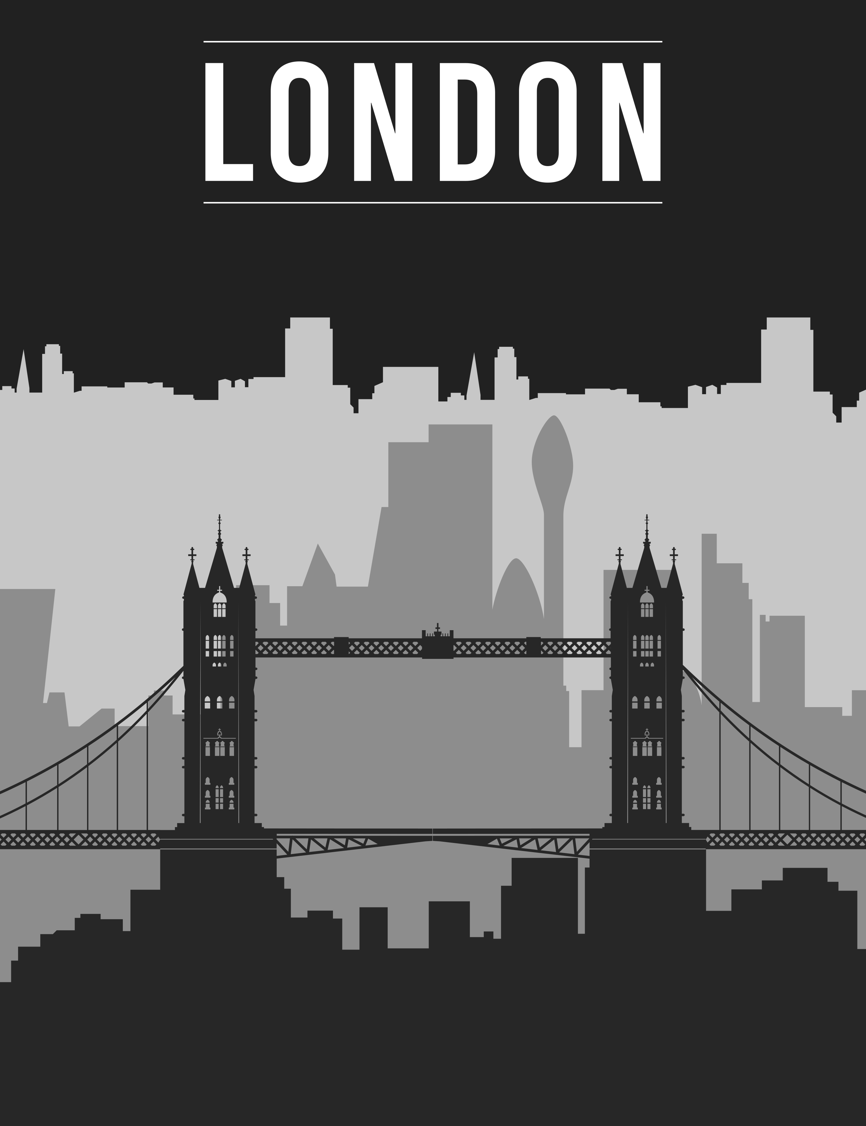 Quote poster featuring black and gray london skyline - TenStickers
