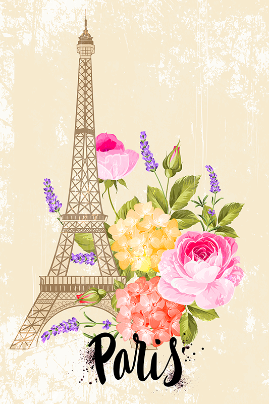 City poster eiffel tower in spring - TenStickers