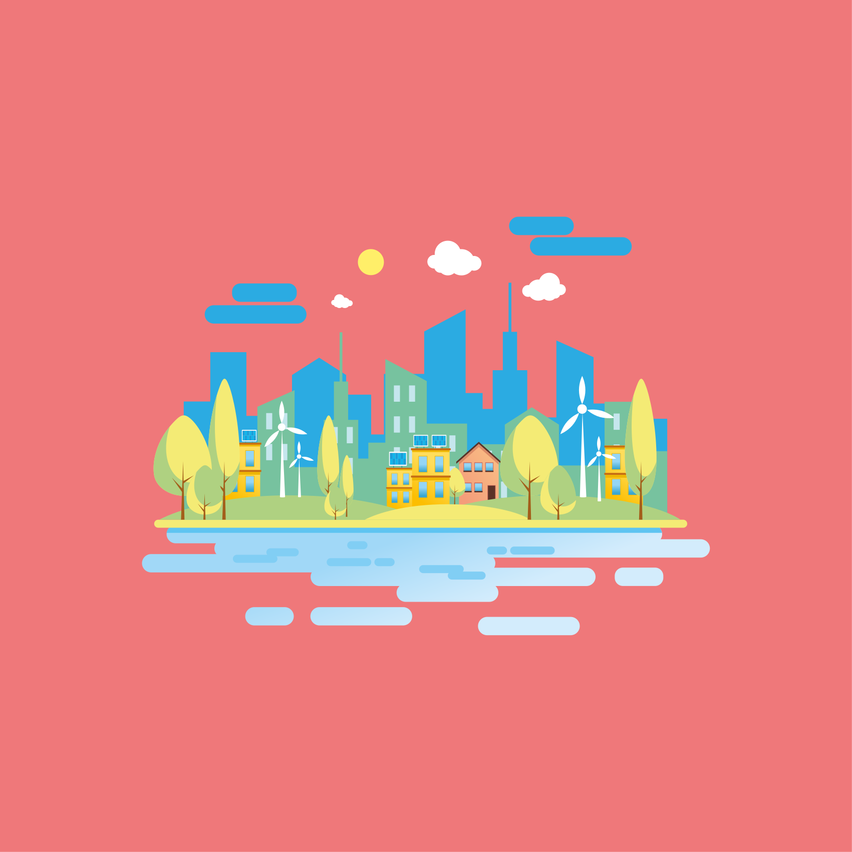 City poster of contemporary urban scenery - TenStickers