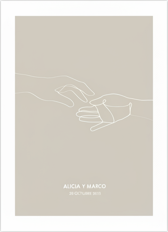 Customisable poster minimalist reaching hands - TenStickers