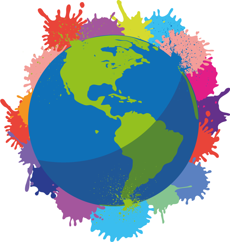 Map poster in vibrant splash colors - TenStickers