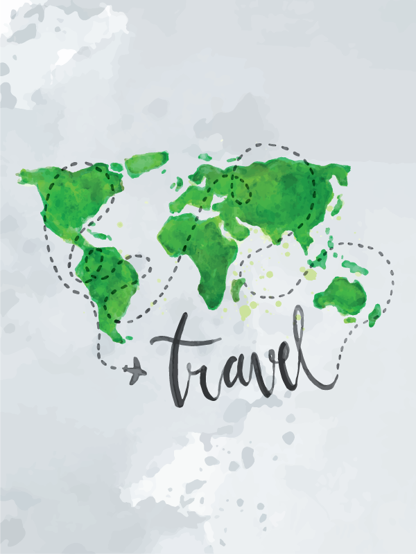 Map poster watercolor travel art print - TenStickers