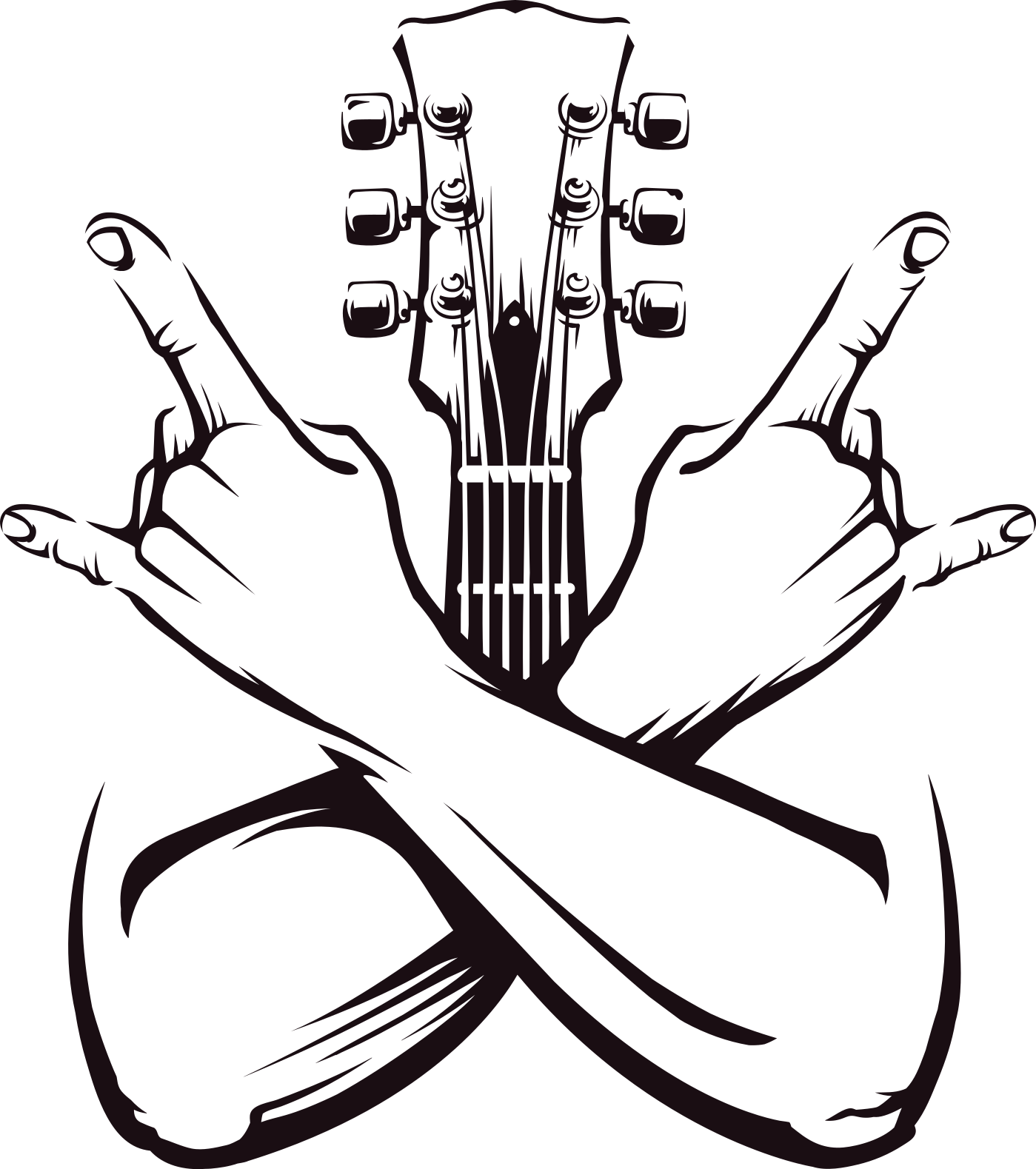 Music poster of crossed hands rock sign - TenStickers